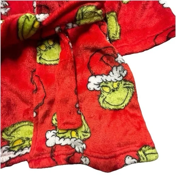 Toddler Dr. Suess The Grinch Red Christmas Bathrobe Size 4 - Picture 2 of 4